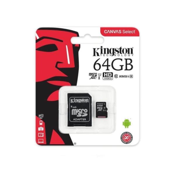MEMORIA MICRO SD KINGSTON CLASE 10 ORIGINAL 64 GB