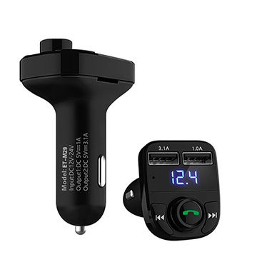 TRANSMISOR FM/BLUETOOTH CON CARGADOR 2 USB ET-M29 EARLDOM 3.1A NEGRO