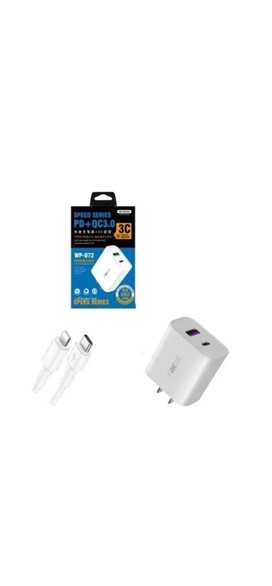 CARGADOR COMPLETO LIGHTNING WP-U72 18W WEKOME BLANCO