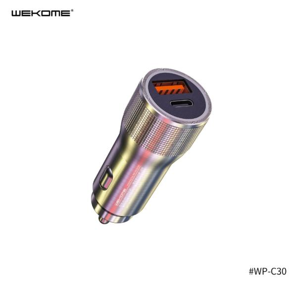 CUBO CARRO USB+TIPO C WP-C30 20W WEKOME GRIS