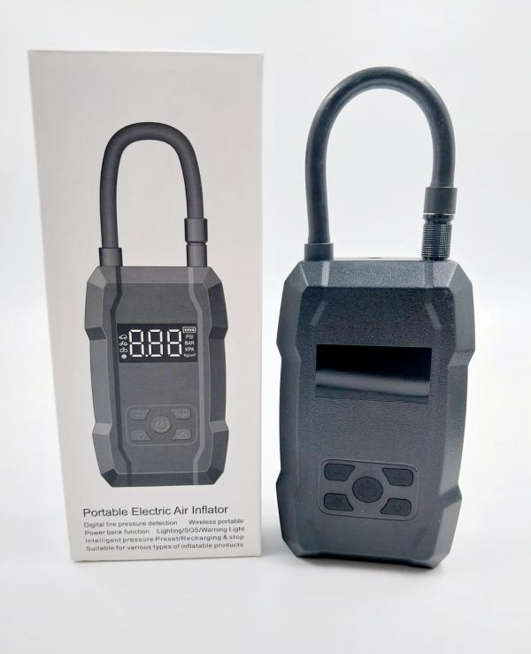 INFLADOR ELECTRICO PORTATIL Y BATERIA EMERGENCIA Pi801 2000 MAH WK DESING NEGRO