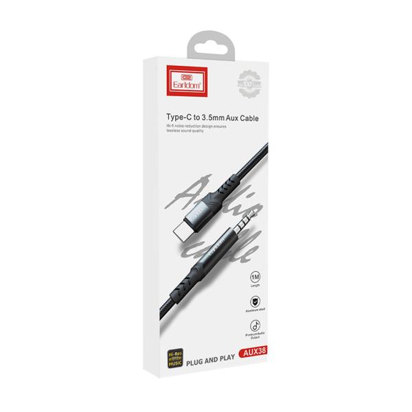 CABLE AUXILIAR TIPO C A 3.5MM ET-AUX38 EARLDOM GRIS