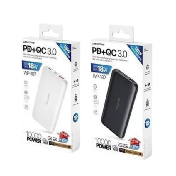 BATERIA EMERGENCIA WP-187 10000 MAH 20W WEKOME NEGRO