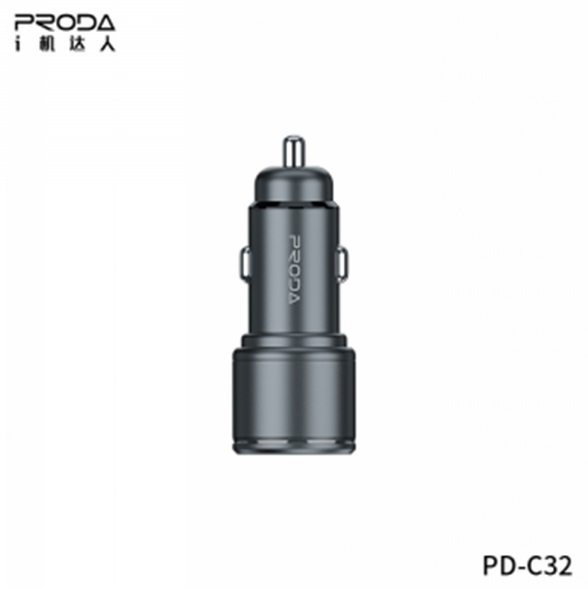 CUBO CARRO USB+TIPO C MODELO PD-C32 PRODA GRIS