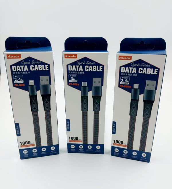 CABLE USB LIGHTNING MODELO PD-B80 1M AZEADA NEGRO
