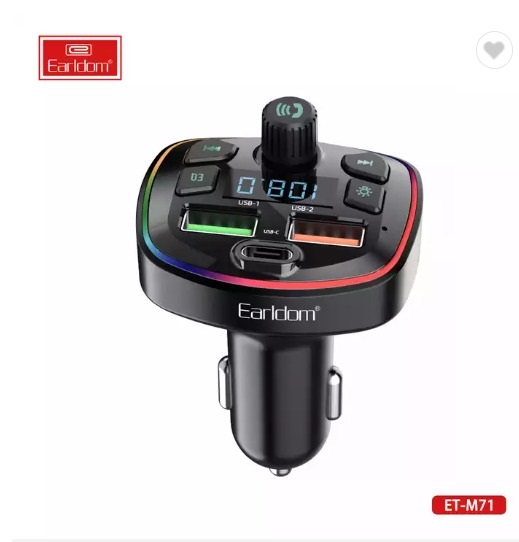 TRANSMISOR FM/BLUETOOTH 2 USB+TIPO C ET-M71 EARLDOM