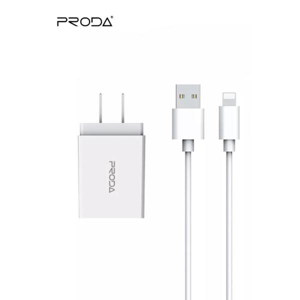 CARGADOR COMPLETO LIGHTNING 20W MODELO PD-A47 PRODA BLANCO