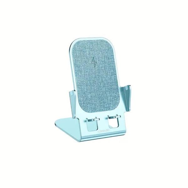 HOLDER ESCRITORIO CON CARGA INALAMBRICA 15W  MODELO PD-W18 AZEADA CELESTE