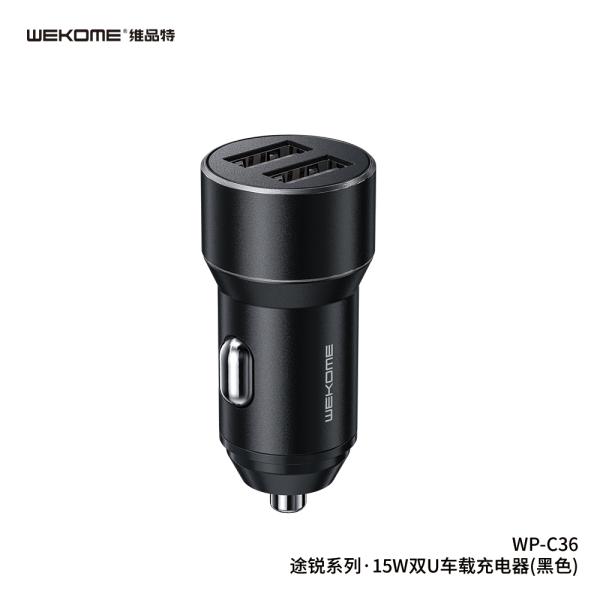 CUBO CARRO USB WP-C36 15W WEKOME NEGRO