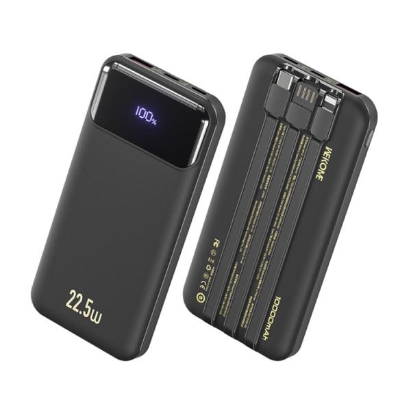 BATERIA DE EMERGENCIA 10000MAH 22.5W  MODELO WP-21 NEGRO