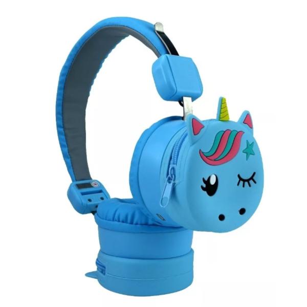 AUDIFONO BLUETOOTH DISE&Ntilde;O UNICORNIO AH-807B CELESTE