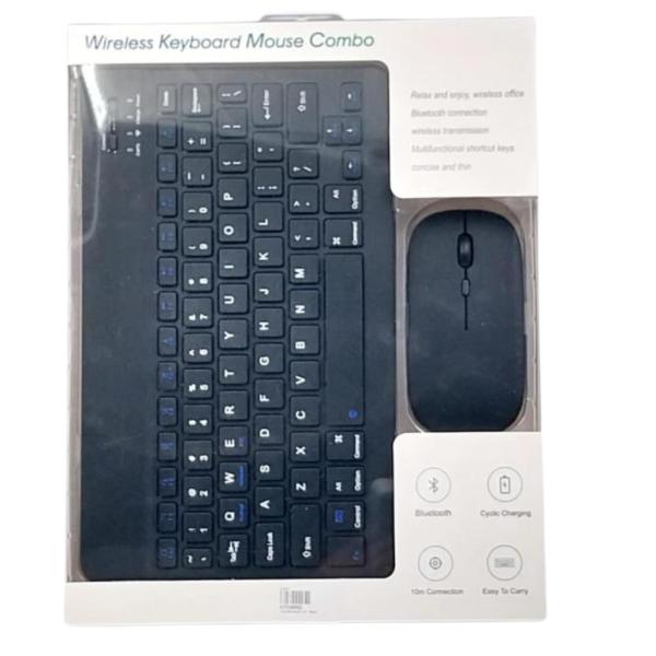 TECLADO INALAMBRICO  DE COLORES CON MOUSE 10" NEGRO