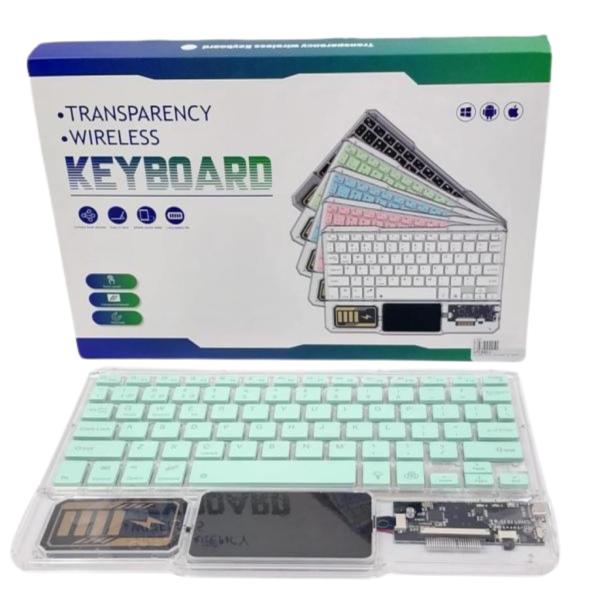 TECLADO INALAMBRICO TRANSPARENTE CON MOUSE TACTIL  10" VERDE