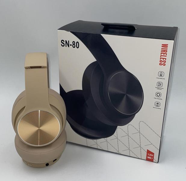 AUDIFONOS DE DIADEMA CON BLUETOOTH SN-80 BEIGE