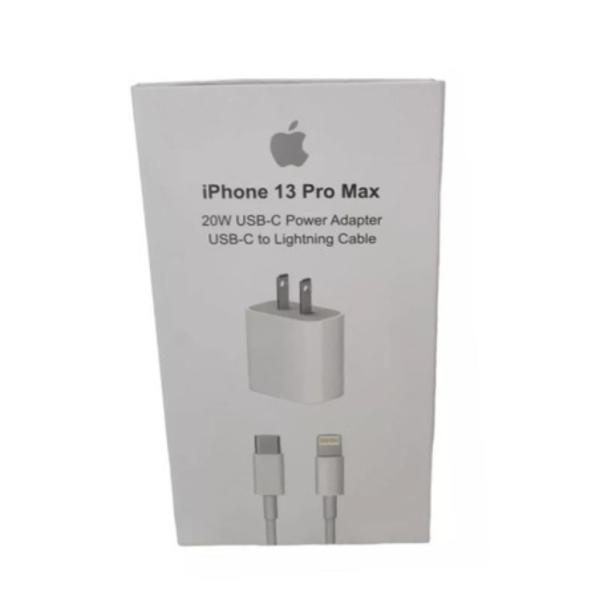 CARGADOR COMPLETO TIPO C  A LIGHTNING 20W IPHONE 13 PRO MAX AAA BLANCO
