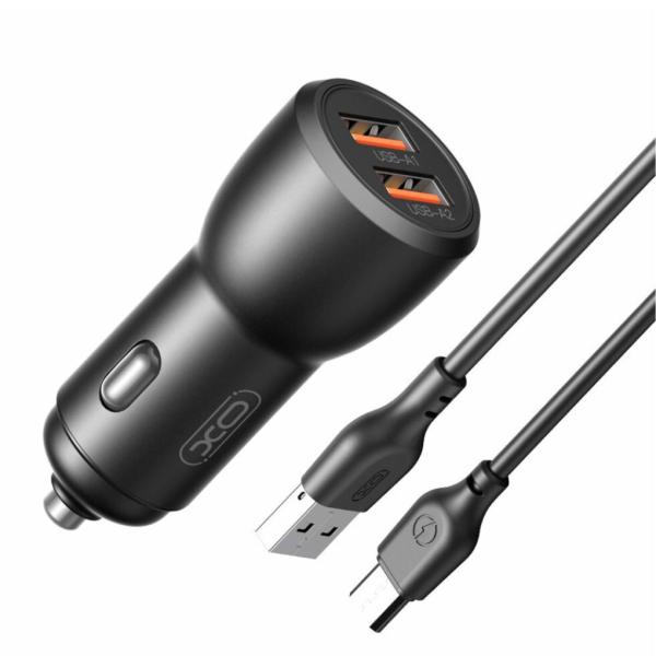 CARGADOR CARRO COMPLETO TIPO C  QC18W+USB12W MODELO CC55 XO NEGRO