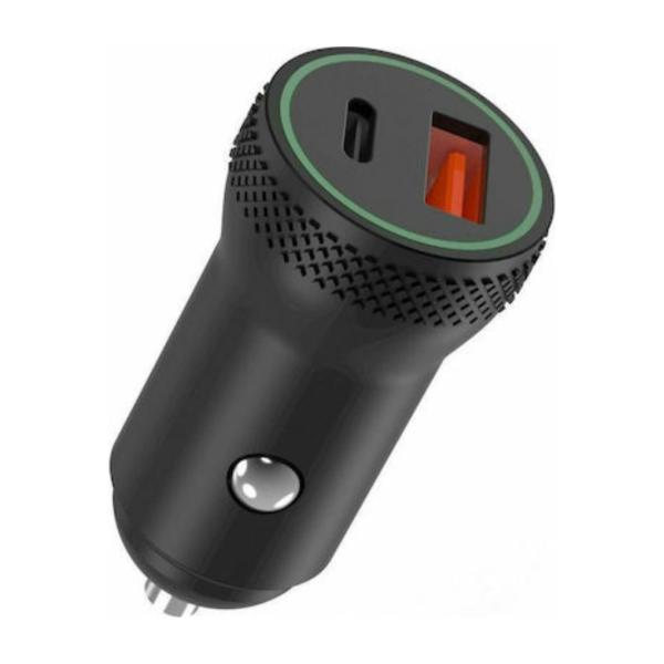 CUBO CARGADOR PARA CARRO USB+TIPO C PD QC3.0 MODELO CC33 18W  XO NEGRO