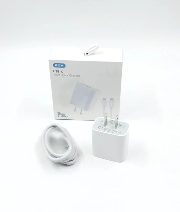 CARGADOR COMPLETO TIPO  C A LIGHTNING MODELO P39 PZX BLANCO