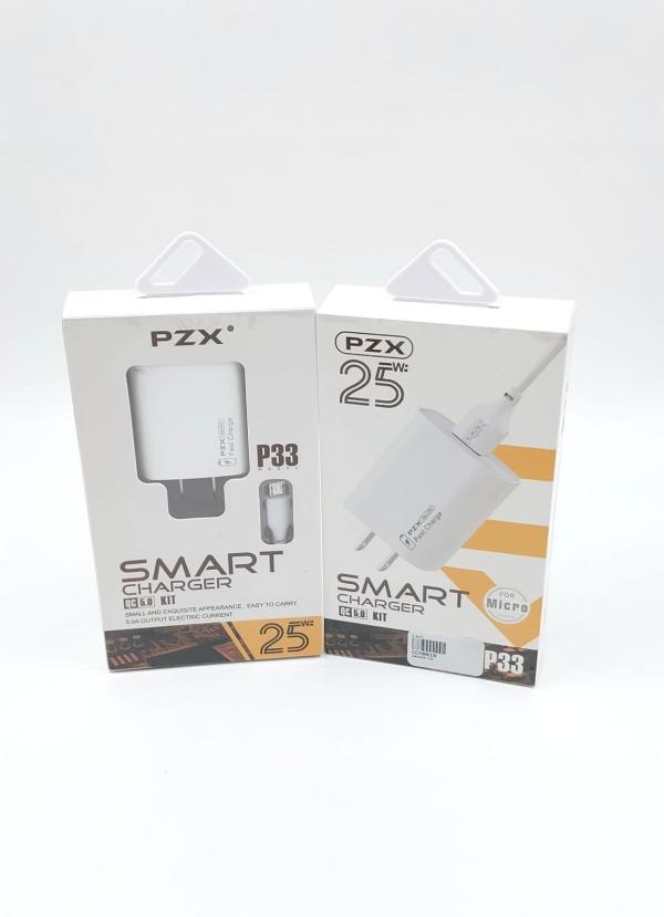 CARGADOR COMPLETO USB MICRO 25W MODELO P33 PZX BLANCO