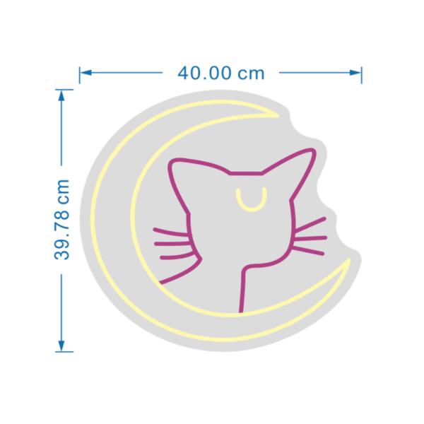 ROTULO LUZ NEON GATO MOON PEQUE&Ntilde;O