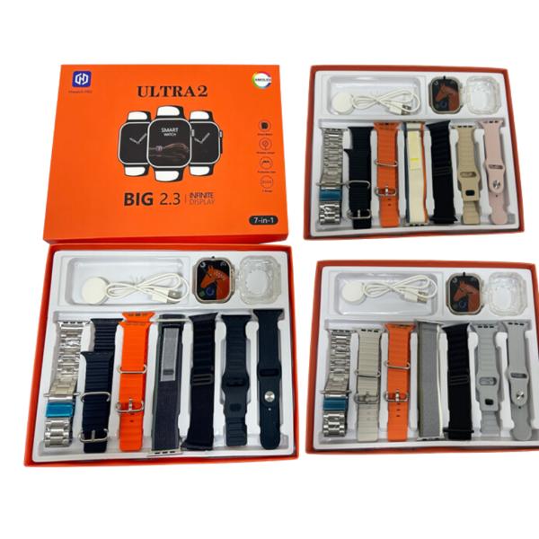 RELOJ INTELIGENTE 7 FAJAS Y PROTECTOR DE PANTALLA MODELO  K900 ULTRA 2 PLATEADO