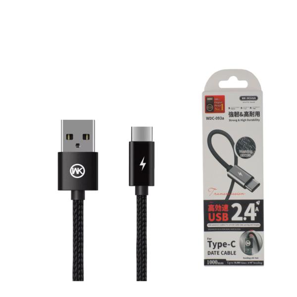 CABLE USB  TIPO C MODELO WDC-093 1M WEKOME NEGRO