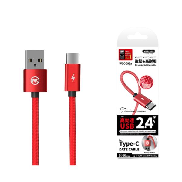 CABLE USB  TIPO C MODELO WDC-093 1M WEKOME ROJO