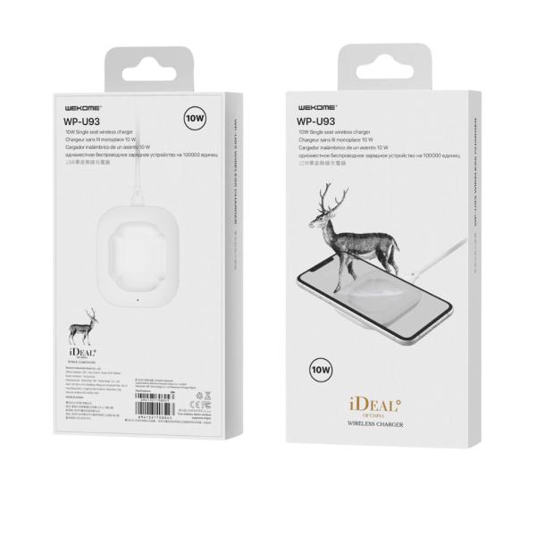 CARGADOR INALAMBRICO MODELO WP-U93 WEKOME BLANCO
