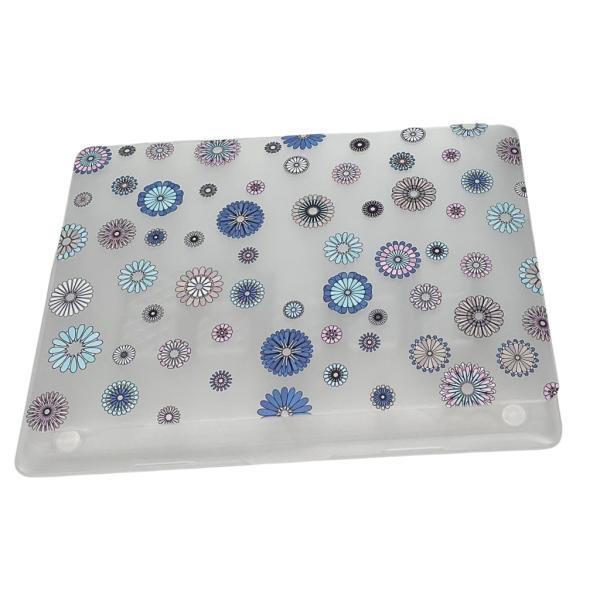 ESTUCHE MATE MACBOOK PRO 16" A2141 CON DISE&Ntilde;O FLORES AZULES (DDC-144)