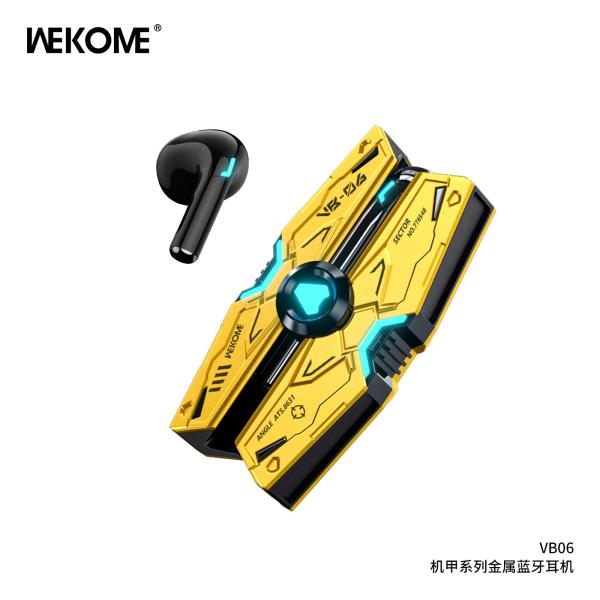 AUDIFONOS MANOS LIBRES BLUETOOTH VB06 SERIE MECHA WK DESING AMARILLO