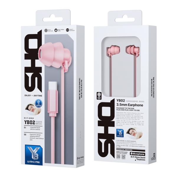 AUDIFONOS TIPO C YB02A WK DESING ROSADO