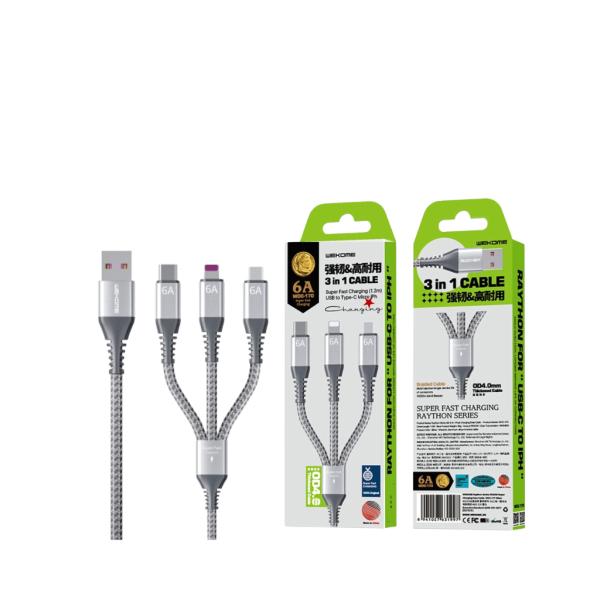 CABLE USB MULTIPLATAFORMA WDC-170TH WK DESING PLATEADO