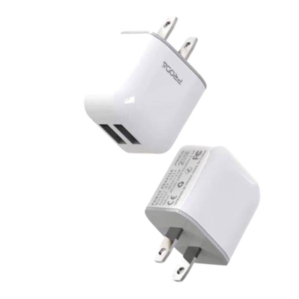 CUBO CARGADOR 2 USB  MODELO RP-U214  PRODA BLANCO