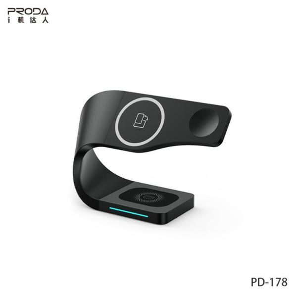 CARGADOR INALAMBRICO 4 EN 1 MODELO PD-178 PRODA NEGRO