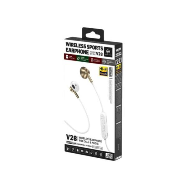 AUDIFONOS DEPORTIVOS BLUETOOTH MODELO V28 WK BLANCO