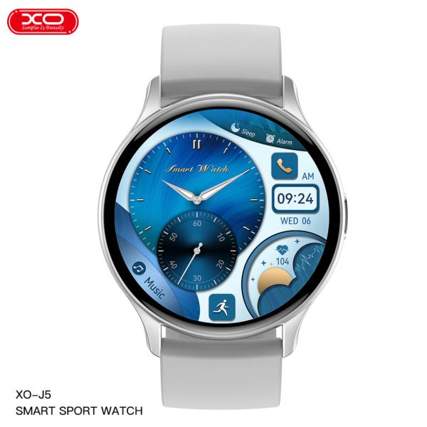 RELOJ INTELIGENTE MODELO J5 AMOLED XO PLATEADO