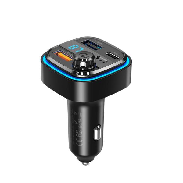 TRANSMISOR BLUETOOTH+MP3 +5V3.1A Y LUZ AMBIENTE MODELO BCC08 XO NEGRO