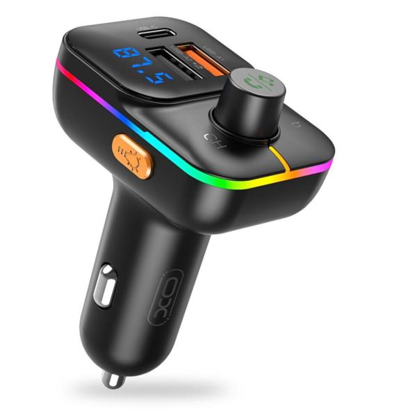 TRANSMISOR BLUETOOTH+ MP3+TF PD 25W Y LUZ AMBIENTE MODELO BCC09 XO NEGRO