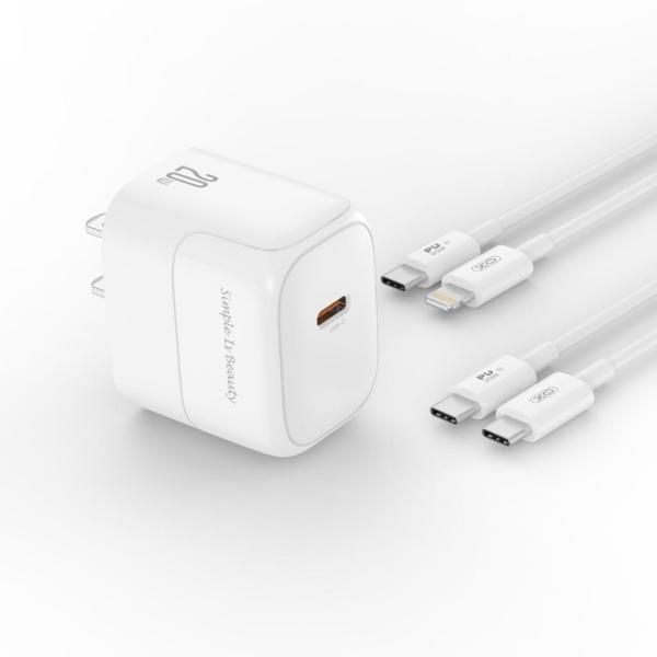 CARGADOR COMPLETO TIPO C A LIGHTNING  PD20W MODELO L136 XO BLANCO