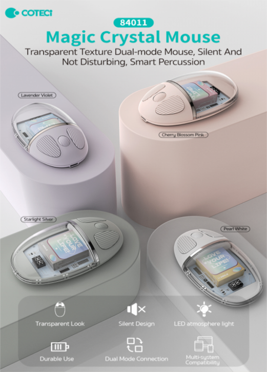 MOUSE INALAMBRICO MAGICO DE CRISTAL MODELO 84011 COTECI BLANCO