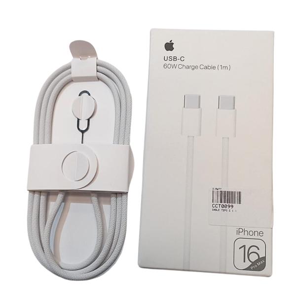 CABLE  TIPO C A TIPO C  1M IPHONE 16  60W 1.1 "M" BLANCO