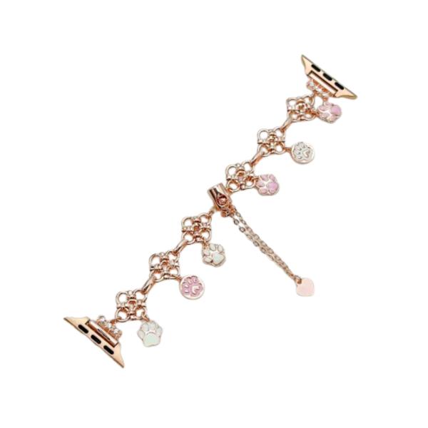 BANDA PARA RELOJ DISE&Ntilde;O HUELLITAS/ORO ROSA 38/41 MM