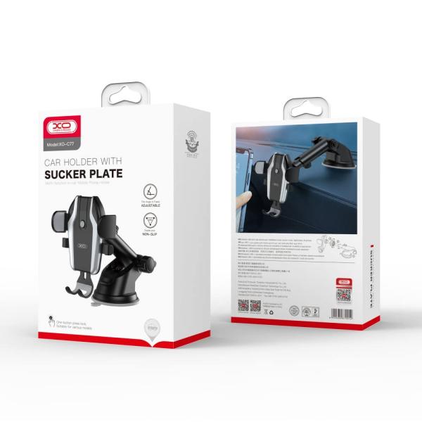 HOLDER DE CARRO CON VENTOSA PARA RETROVISOR MODELO C77 XO NEGRO