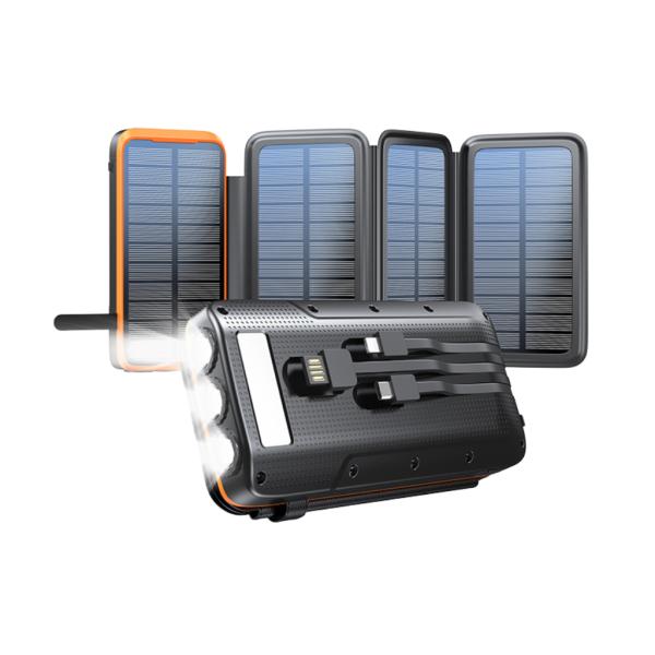 BATERIA DE EMERGENCIA CON PANEL SOLAR 20000MAH MODELO AZ-P16 AZEADA NEGRO