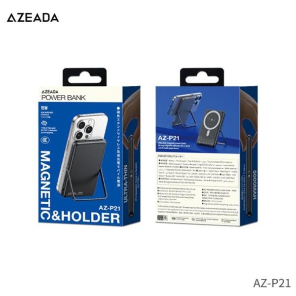 BATERIA EMERGENCIA CARGA INALAMBRICA MAGNETICA 5000 MAH MODELO  AZ-P21 AZEADA NEGRO