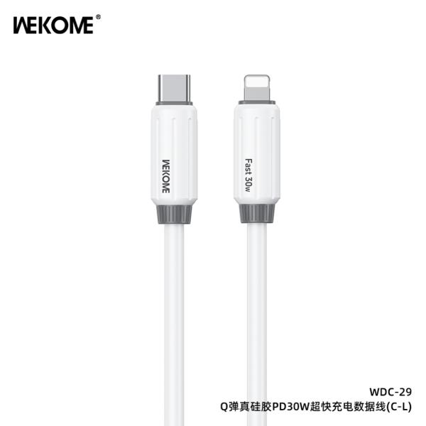 CABLE USB TIPO C A LIGHTNING 30W MODELO WDC-29 WEKOME BLANCO