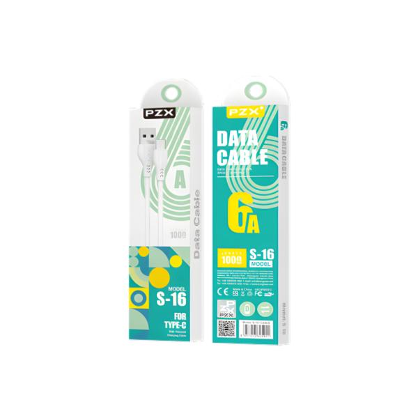 CABLE USB TIPO C MODELO  S-16 PZX BLANCO