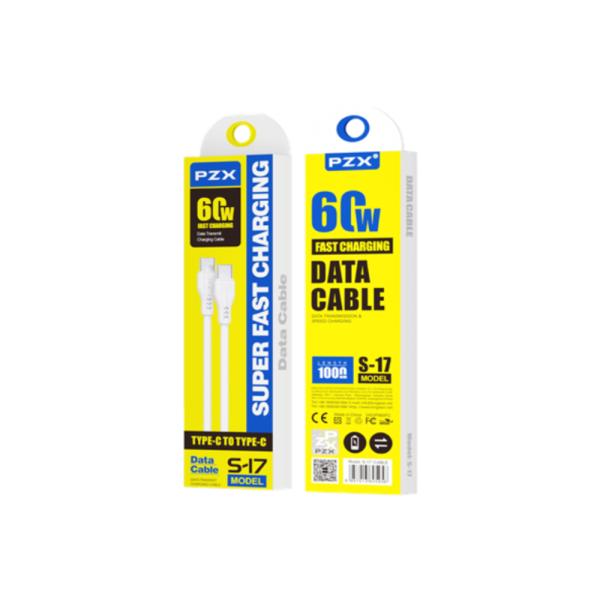 CABLE TIPO C A TIPO C  MODELO  S-17 60W PZX BLANCO