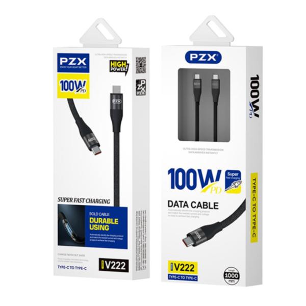 CABLE TIPO C A TIPO C  MODELO  V222 100W PZX NEGRO