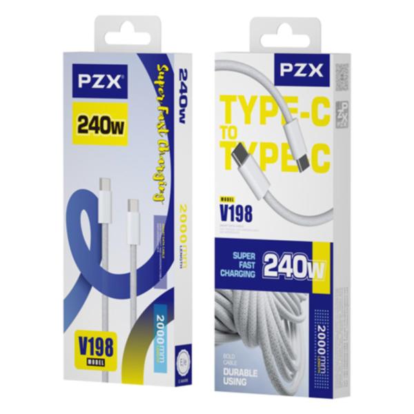 CABLE TIPO C A TIPO C  MODELO V198 240W PZX BLANCO